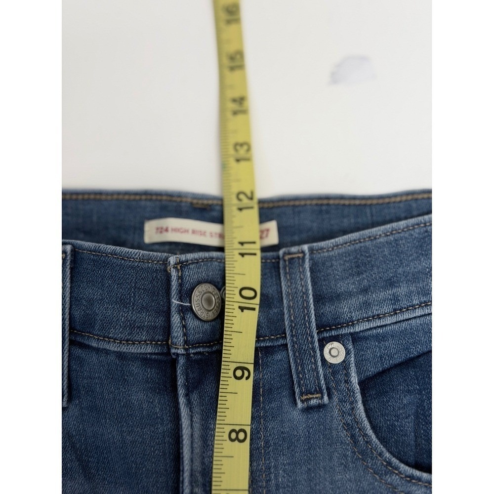 Levis 724 High Rise Straight Women Size 27 (taped 28" Blue Excellent Denim Jeans - Picture 7 of 11